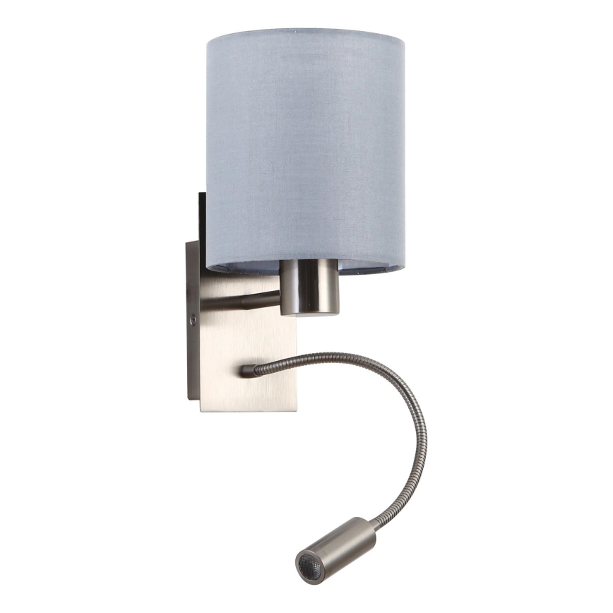 Brilagi - LED Joustava seinävalaisin NUBILA 1xE27/25W/230V + LED/3W mattakromi/harmaa