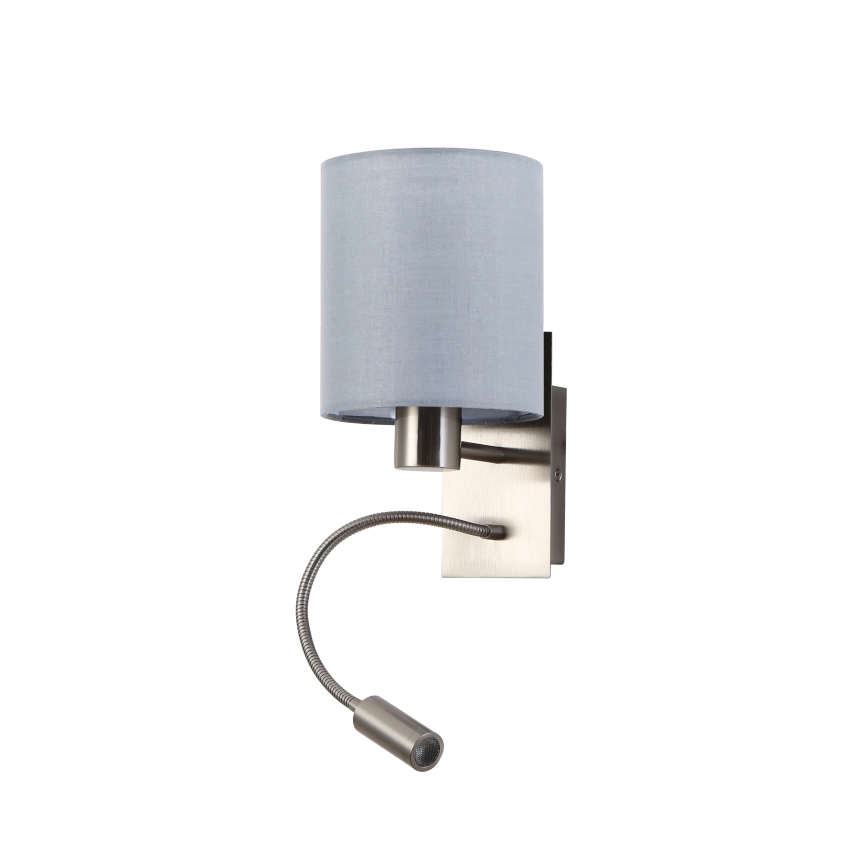 Brilagi - LED Joustava seinävalaisin NUBILA 1xE27/25W/230V + LED/3W mattakromi/harmaa