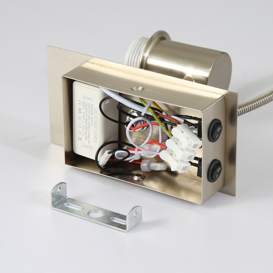 Brilagi - LED Joustava seinävalaisin NUBILA 1xE27/25W/230V + LED/3W mattakromi/harmaa