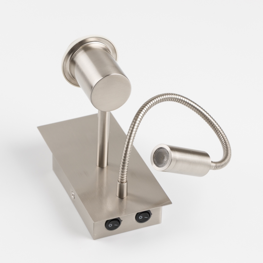 Brilagi - LED Joustava seinävalaisin NUBILA 1xE27/25W/230V + LED/3W mattakromi