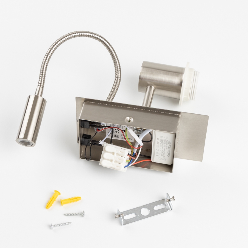 Brilagi - LED Joustava seinävalaisin NUBILA 1xE27/25W/230V + LED/3W mattakromi