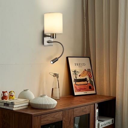 Brilagi - LED Joustava seinävalaisin NUBILA 1xE27/25W/230V + LED/3W mattakromi/kerma