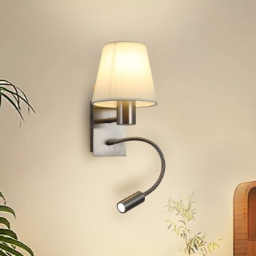 Brilagi - LED Joustava seinävalaisin NUBILA 1xE27/25W/230V + LED/3W mattakromi/kerma