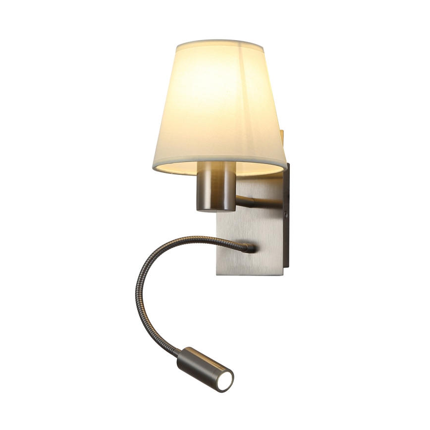 Brilagi - LED Joustava seinävalaisin NUBILA 1xE27/25W/230V + LED/3W mattakromi/kerma