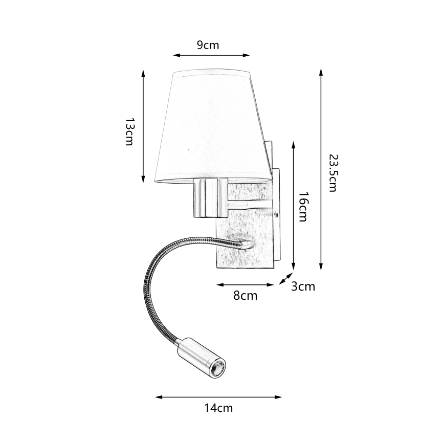 Brilagi - LED Joustava seinävalaisin NUBILA 1xE27/25W/230V + LED/3W mattakromi/kerma