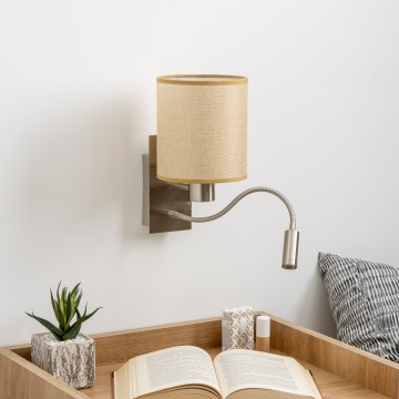 Brilagi - LED Joustava seinävalaisin NUBILA 1xE27/25W/230V + LED/3W mattakromi/vaaleanruskea