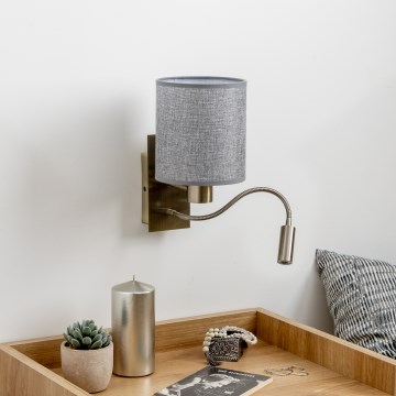 Brilagi - LED Joustava seinävalaisin NUBILA 1xE27/25W/230V + LED/3W messinki/harmaa