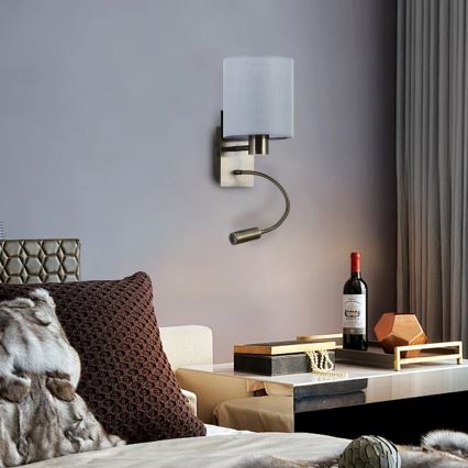 Brilagi - LED Joustava seinävalaisin NUBILA 1xE27/25W/230V + LED/3W messinki/kerma
