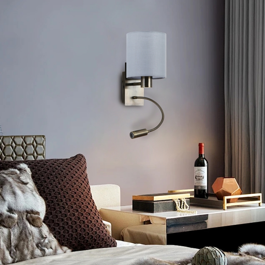 Brilagi - LED Joustava seinävalaisin NUBILA 1xE27/25W/230V + LED/3W messinki/kerma