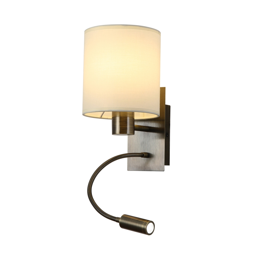 Brilagi - LED Joustava seinävalaisin NUBILA 1xE27/25W/230V + LED/3W messinki/kerma