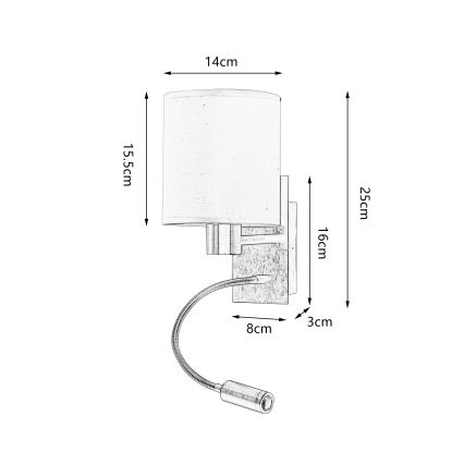 Brilagi - LED Joustava seinävalaisin NUBILA 1xE27/25W/230V + LED/3W messinki/kerma