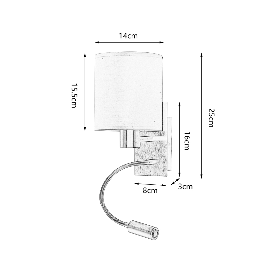 Brilagi - LED Joustava seinävalaisin NUBILA 1xE27/25W/230V + LED/3W messinki/kerma