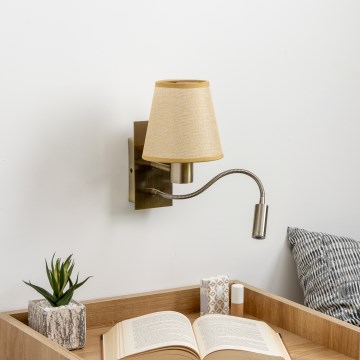 Brilagi - LED Joustava seinävalaisin NUBILA 1xE27/25W/230V + LED/3W messinki/vaaleanruskea