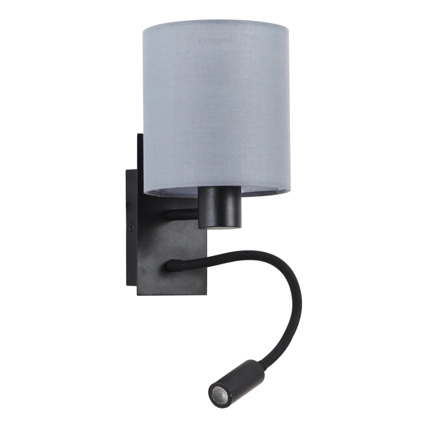 Brilagi - LED Joustava seinävalaisin NUBILA 1xE27/25W/230V + LED/3W musta/harmaa