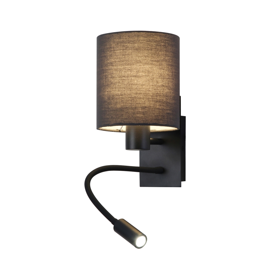 Brilagi - LED Joustava seinävalaisin NUBILA 1xE27/25W/230V + LED/3W musta/harmaa