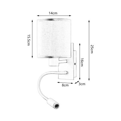 Brilagi - LED Joustava seinävalaisin NUBILA 1xE27/25W/230V + LED/3W musta/harmaa