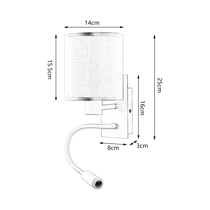 Brilagi - LED Joustava seinävalaisin NUBILA 1xE27/25W/230V + LED/3W musta/harmaa