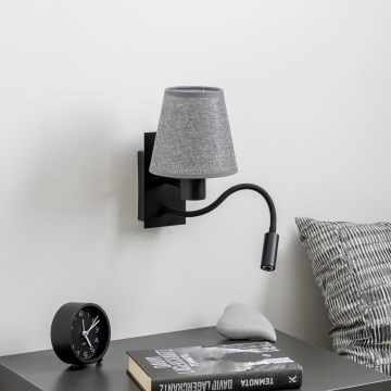 Brilagi - LED Joustava seinävalaisin NUBILA 1xE27/25W/230V + LED/3W musta/harmaa