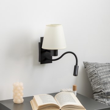 Brilagi - LED Joustava seinävalaisin NUBILA 1xE27/25W/230V + LED/3W musta/kerma