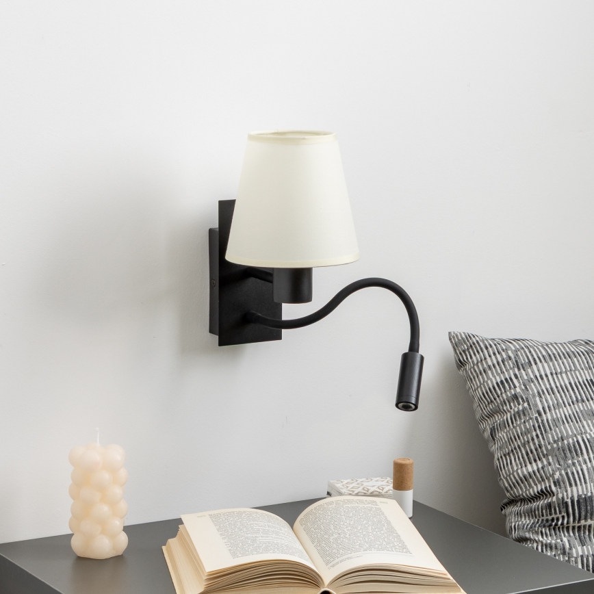 Brilagi - LED Joustava seinävalaisin NUBILA 1xE27/25W/230V + LED/3W musta/kerma