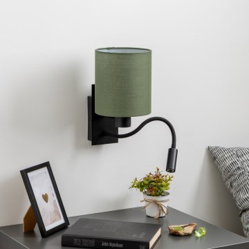 Brilagi - LED Joustava seinävalaisin NUBILA 1xE27/25W/230V + LED/3W musta/vihreä