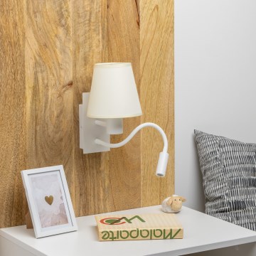 Brilagi - LED Joustava seinävalaisin NUBILA 1xE27/25W/230V + LED/3W valkoinen/kerma