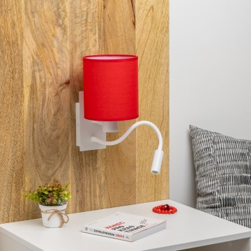Brilagi - LED Joustava seinävalaisin NUBILA 1xE27/25W/230V + LED/3W valkoinen/punainen