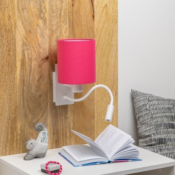 Brilagi - LED Joustava seinävalaisin NUBILA 1xE27/25W/230V + LED/3W valkoinen/vaaleanpunainen