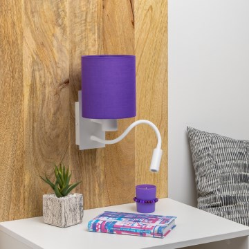 Brilagi - LED Joustava seinävalaisin NUBILA 1xE27/25W/230V + LED/3W valkoinen/violetti