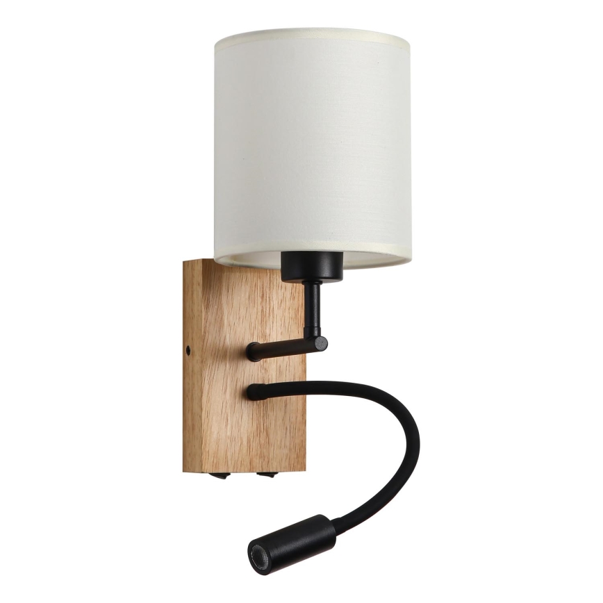 Brilagi - LED Joustava seinävalaisin NUBILA WOOD 1xE27/25W/230V + LED/3W tammi/musta/kerma