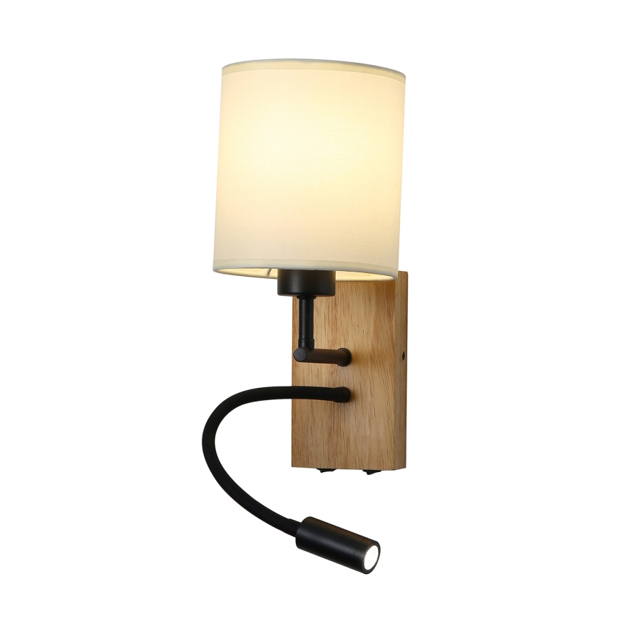 Brilagi - LED Joustava seinävalaisin NUBILA WOOD 1xE27/25W/230V + LED/3W tammi/musta/kerma