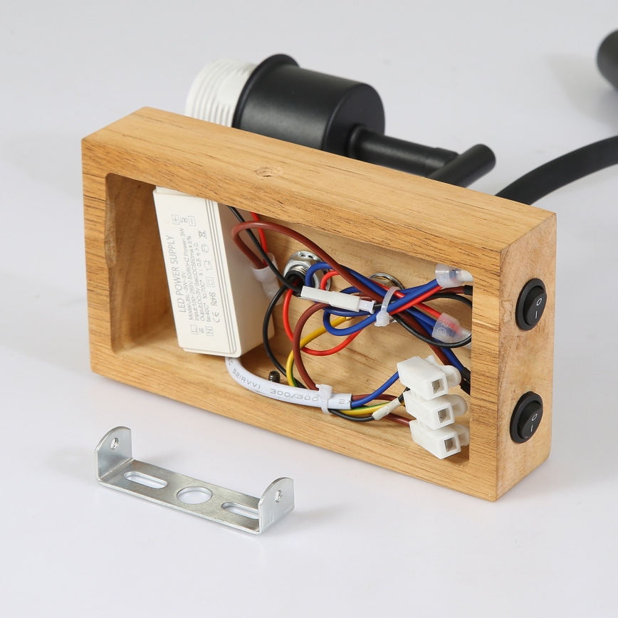 Brilagi - LED Joustava seinävalaisin NUBILA WOOD 1xE27/25W/230V + LED/3W tammi/musta/kerma
