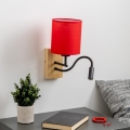 Brilagi - LED Joustava seinävalaisin NUBILA WOOD 1xE27/25W/230V + LED/3W tammi/punainen