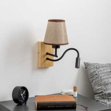 Brilagi - LED Joustava seinävalaisin NUBILA WOOD 1xE27/25W/230V + LED/3W tammi/ruskea