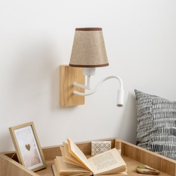 Brilagi - LED Joustava seinävalaisin NUBILA WOOD 1xE27/25W/230V + LED/3W tammi/ruskea