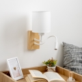 Brilagi - LED Joustava seinävalaisin NUBILA WOOD 1xE27/25W/230V + LED/3W tammi/valkoinen