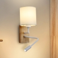 Brilagi - LED Joustava seinävalaisin NUBILA WOOD 1xE27/25W/230V + LED/3W tammi/valkoinen/kerma