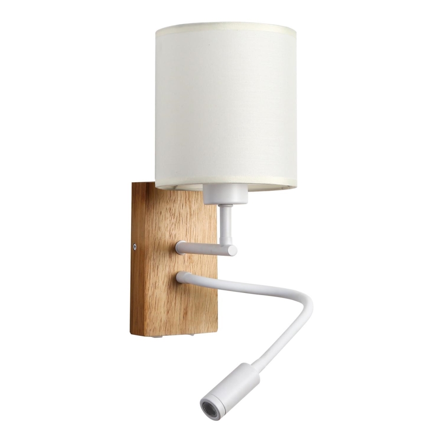 Brilagi - LED Joustava seinävalaisin NUBILA WOOD 1xE27/25W/230V + LED/3W tammi/valkoinen/kerma