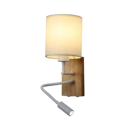 Brilagi - LED Joustava seinävalaisin NUBILA WOOD 1xE27/25W/230V + LED/3W tammi/valkoinen/kerma