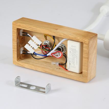 Brilagi - LED Joustava seinävalaisin NUBILA WOOD 1xE27/25W/230V + LED/3W tammi/valkoinen/kerma