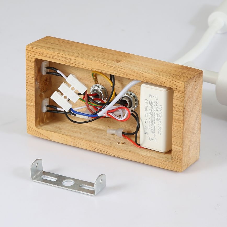 Brilagi - LED Joustava seinävalaisin NUBILA WOOD 1xE27/25W/230V + LED/3W tammi/valkoinen/kerma