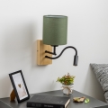 Brilagi - LED Joustava seinävalaisin NUBILA WOOD 1xE27/25W/230V + LED/3W tammi/vihreä
