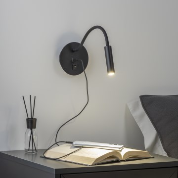 Brilagi - LED Joustava seinävalaisin USB-portilla MAYA LED/3W/230V 4000K musta