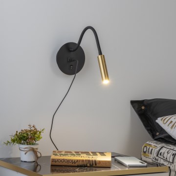 Brilagi - LED Joustava seinävalaisin USB-portilla MAYA LED/3W/230V 4000K musta/kulta