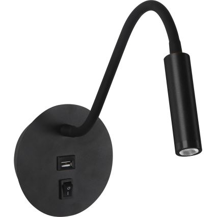 Brilagi - LED Joustava seinävalaisin USB-portilla MAYA LED/3W/230V 4000K musta