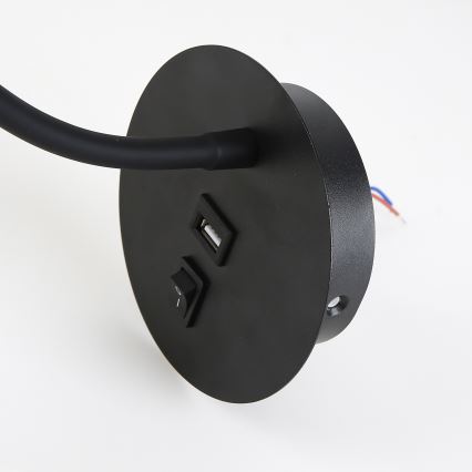 Brilagi - LED Joustava seinävalaisin USB-portilla MAYA LED/3W/230V 4000K musta