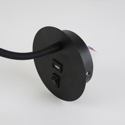 Brilagi - LED Joustava seinävalaisin USB-portilla MAYA LED/3W/230V 4000K musta/kulta