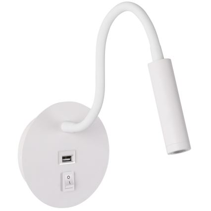 Brilagi - LED Joustava seinävalaisin USB-portilla MAYA LED/3W/230V 4000K valkoinen