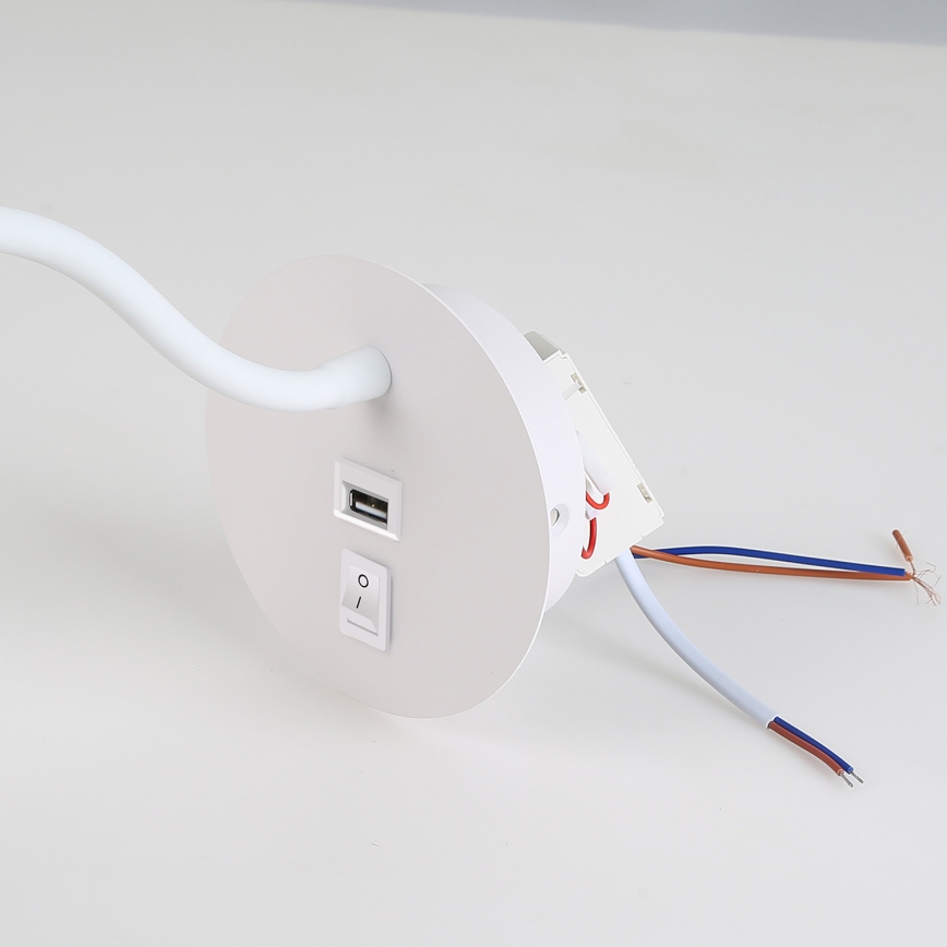 Brilagi - LED Joustava seinävalaisin USB-portilla MAYA LED/3W/230V 4000K valkoinen