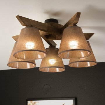 Brilagi - LED Katto- tai seinävalaisin ANTHONY 5xE14/40W/230V tammi-pähkinä/ruskea